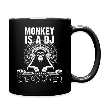 Monkey is a DJ - Full Colour Mug - black - Right