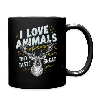 Love of animals with taste – For passionate hunters - Full Colour Mug - black - Right