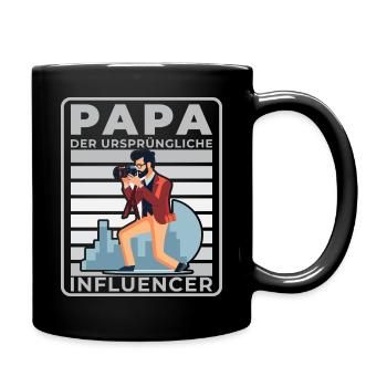 Papa: Der ursprüngliche Influencer - Tasse einfarbig - Schwarz - Rechts