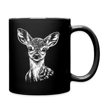 Deer Portrait Forest Animal Wild Animal Deer Fawn - Full Colour Mug - black - Right