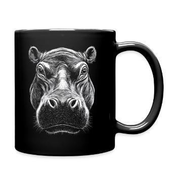 Hippopotamus Portrait Hippopotamus Wildlife Animal - Full Colour Mug - black - Right