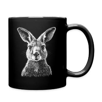 Kangaroo Portrait Australia Kangaroo Animals - Full Colour Mug - black - Right