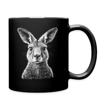 Kangaroo Portrait Australia Kangaroo Animals - Full Colour Mug - black - Right
