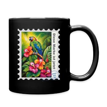 Illustration à l’aérographe « Parrot 02 » DE - Mug uni - noir - Droite