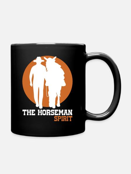 Cowboy Horse Silhouette | Horseman Spirit (White) - Full Colour Mug - black