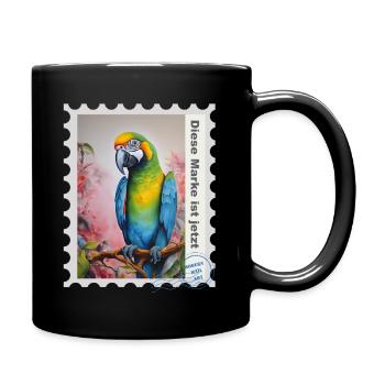 Airbrush-Illustration "Papagei 08" DE - Tasse einfarbig - Schwarz - Rechts