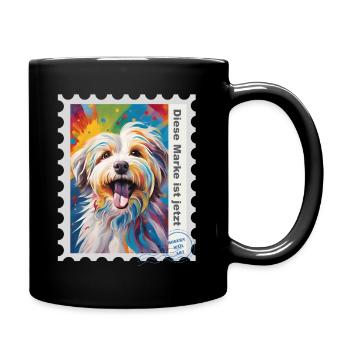 Airbrush-Illustration "Havaneser 02" DE - Tasse einfarbig - Schwarz - Rechts