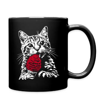 Lustige Katze Eis - Full Colour Mug - black - Right