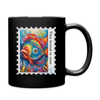 Illustration à l’aérographe « Fish 01 » FR - Mug uni - noir - Droite