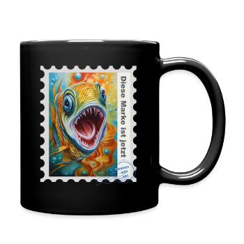 Airbrush-Illustration "Fische 04" DE - Tasse einfarbig - Schwarz - Rechts