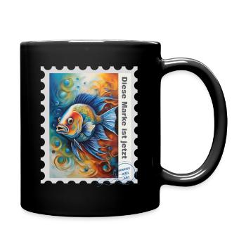 Airbrush-Illustration „Fische 08“ DE - Tasse einfarbig - Schwarz - Rechts