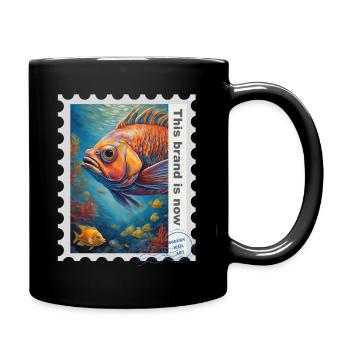 Airbrush-Illustration "Fische 10" EN - Tasse einfarbig - Schwarz - Rechts