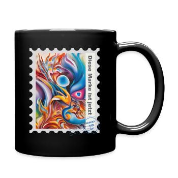 Airbrush-Illustration „Fantasie 02“ DE - Tasse einfarbig - Schwarz - Rechts