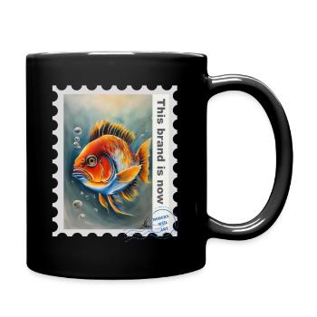 Illustration à l’aérographe « Poisson 09 » FR - Mug uni - noir - Droite