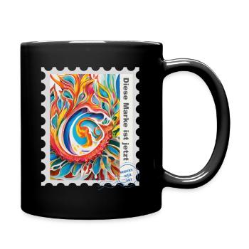 Airbrush-Illustration „Abstrakt 03“ DE - Tasse einfarbig - Schwarz - Rechts