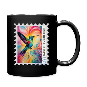 Airbrush-Illustration „Kolibri 03“ EN - Tasse einfarbig - Schwarz - Rechts