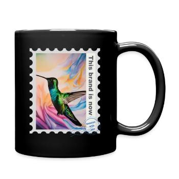 Airbrush-Illustration „Kolibri 01“ EN - Tasse einfarbig - Schwarz - Rechts