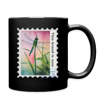 Airbrush-Illustration „Libelle 02“ EN - Tasse einfarbig - Schwarz - Rechts