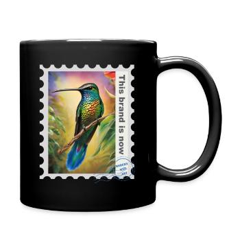 Airbrush-Illustration „Kolibri 02“ EN - Tasse einfarbig - Schwarz - Rechts