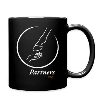 Hand & Huf - Partner zuerst (Weiß) - Tasse einfarbig - Schwarz - Rechts