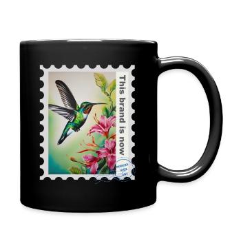 Illustration à l’aérographe « Colibri 04 » FR - Mug uni - noir - Droite