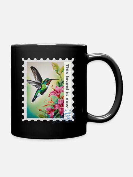 Airbrush-Illustration „Kolibri 04“ EN - Tasse einfarbig - Schwarz