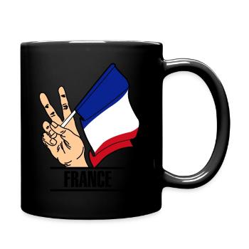 Drapeau France signe de paix texte FRANCE - Mug uni - noir - Droite