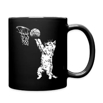 Katze Basketball Dunking - Tasse einfarbig - Schwarz - Rechts