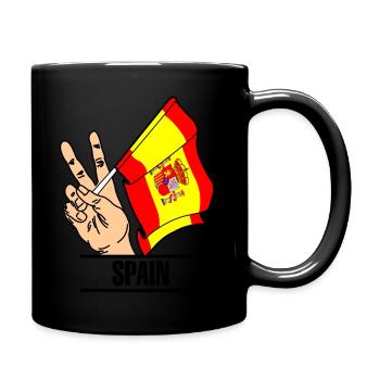 Flagge Spanien Peace-Zeichen Text SPANIEN - Tasse einfarbig - Schwarz - Rechts