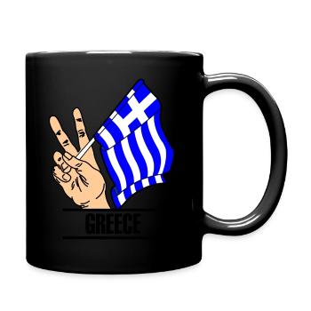 Flagge Griechenland Peace-Zeichen Text GRIECHENLAND - Tasse einfarbig - Schwarz - Rechts