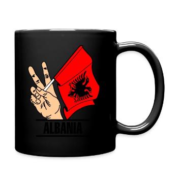 Drapeau Albanie signe de paix texte ALBANIE - Mug uni - noir - Droite