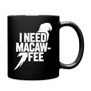 Papageien und Kaffee vereint - Tasse einfarbig - Schwarz - Rechts