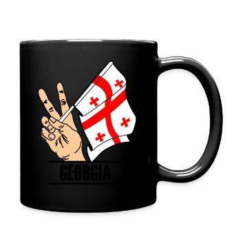 Drapeau Géorgie signe de paix texte GÉORGIE - Mug uni - noir - Droite