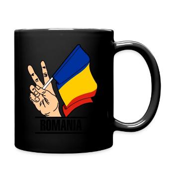 Flag Romania peace sign text ROMANIA - Full Colour Mug - black - Right