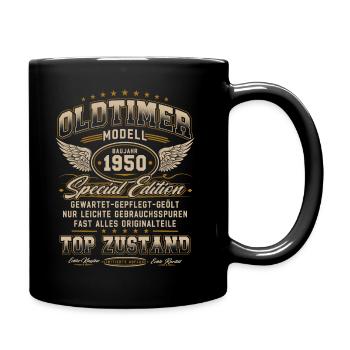 Oldtimer Baujahr 1950 Jahrgang Geburtstag Geschenk - Tasse einfarbig - Schwarz - Rechts