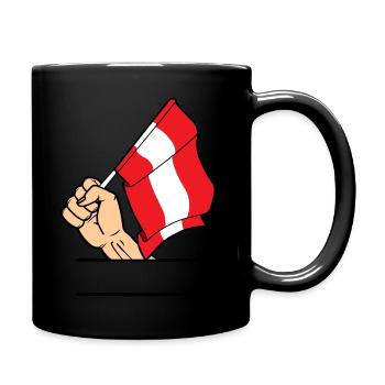 Flagge Österreich erster Textraum - Tasse einfarbig - Schwarz - Rechts