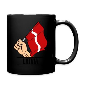 Flag Latvia fist text LATVIA - Full Colour Mug - black - Right