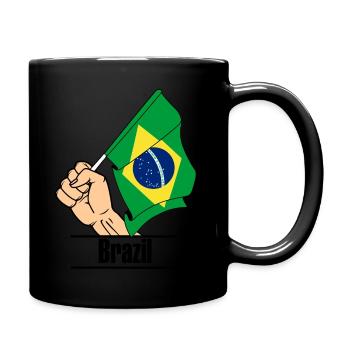 Flag Brazil with fist 'BRAZIL' - Full Colour Mug - black - Right