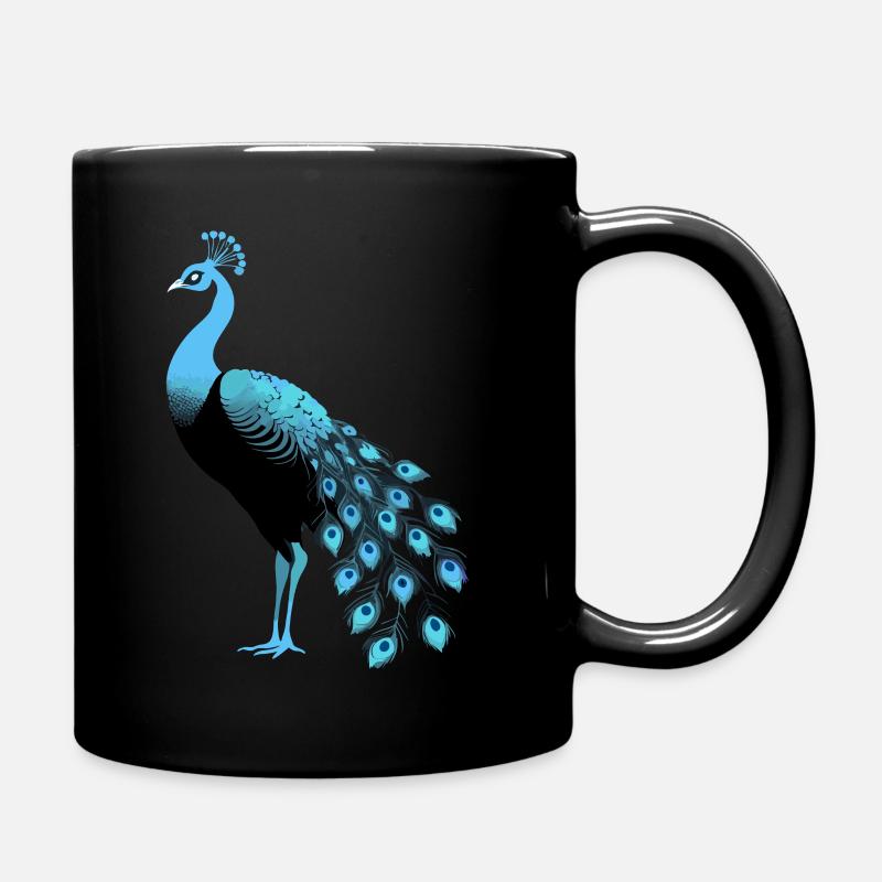 Blue Bird - Peacock - Full Colour Mug - black