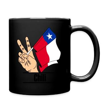 Flagge Chile Friedenszeichen Text 'Chile' - Tasse einfarbig - Schwarz - Rechts