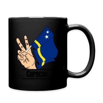 Drapeau de Curaçao : signe de la paix : texte 'Curaçao' - Mug uni - noir - Droite