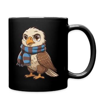 Aigle mignon avec écharpe - Mug uni - noir - Droite