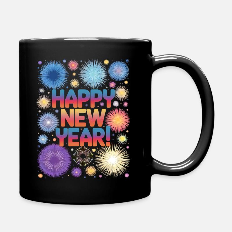 Happy New Year Feuerwerk Rakete Silvester Outfit - Tasse einfarbig - Schwarz