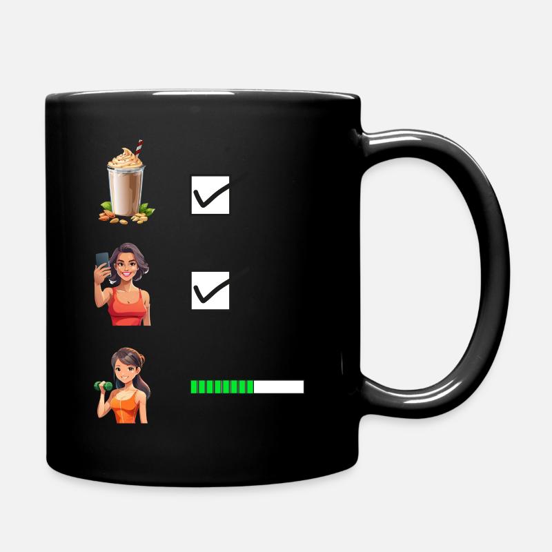 Checklist Gym - Protéines - Selfie - Entraînement - Mug uni - noir