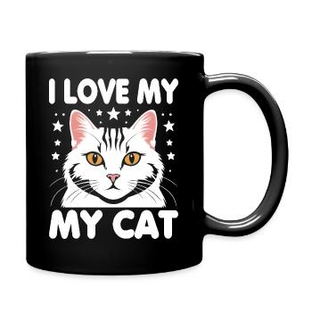 I love my cat - Full Colour Mug - black - Right