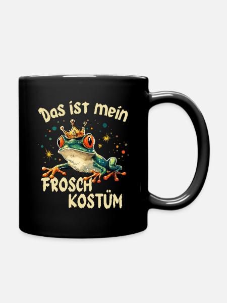 Karneval Frosch Kostüm Froschkönig Köln Alaaf Fun - Tasse einfarbig - Schwarz