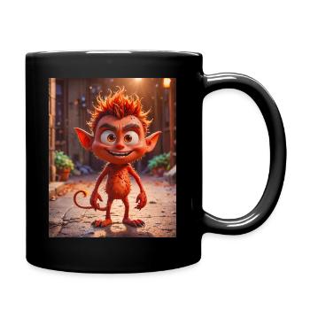Happy Halloween cute monster wild hair scary funny - Full Colour Mug - black - Right