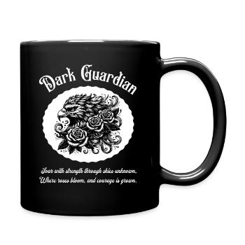 Adler mit Rosen Tattoo Art Schwarz-Weiß Design - Tasse einfarbig - Schwarz - Rechts
