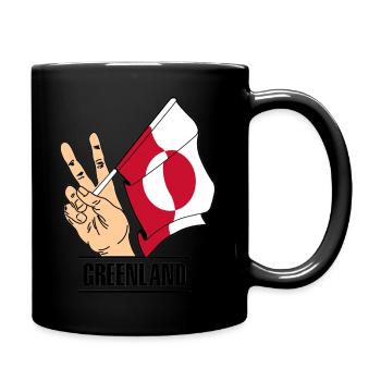 Flag Greenland peace sign text GREENLAND - Full Colour Mug - black - Right