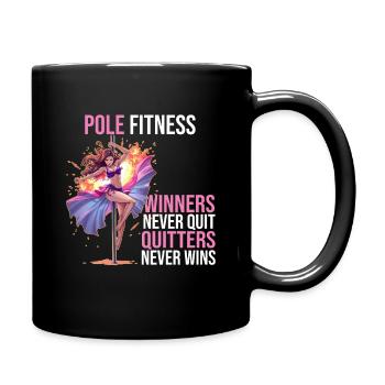 Pole dance - Winners never out Quitters never wins - Full Colour Mug - black - Right